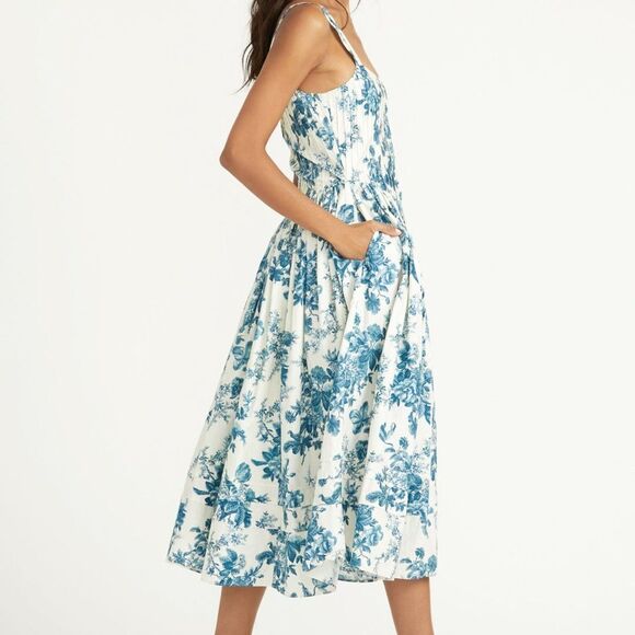 LoveShackFancy Majory Midi Dress - Blue China 2 - Picture 4 of 13
